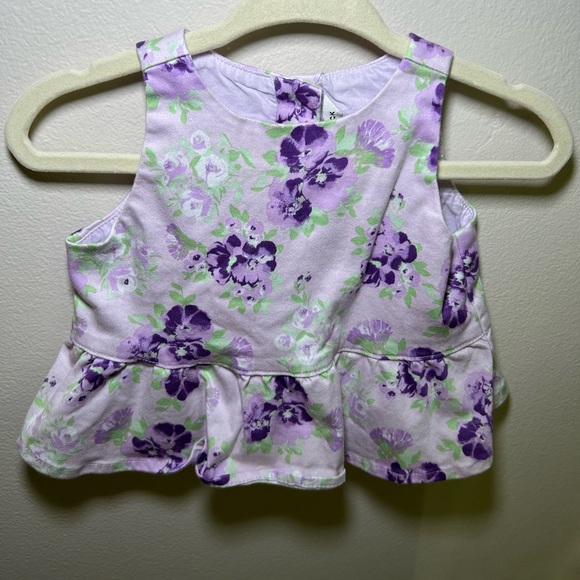 Janie and Jack Purple and Green Baby Girl Floral Peplum Top Size 6-12 Mo… - Picture 2 of 5